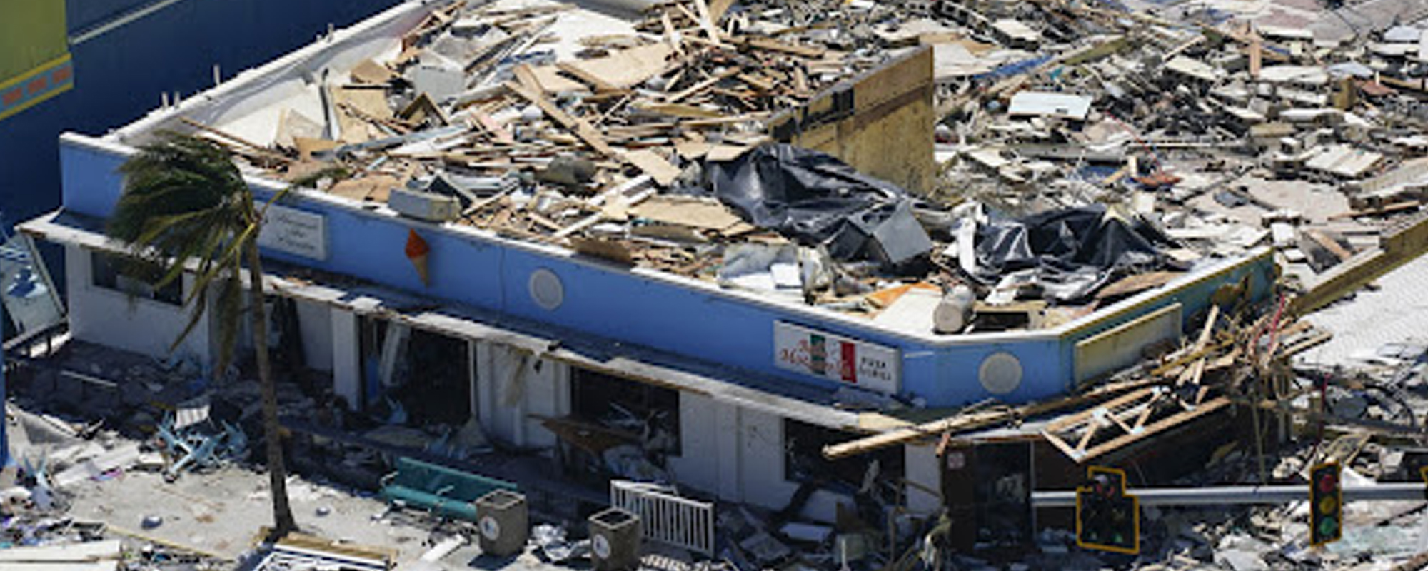 Businesses with hurricane damage.