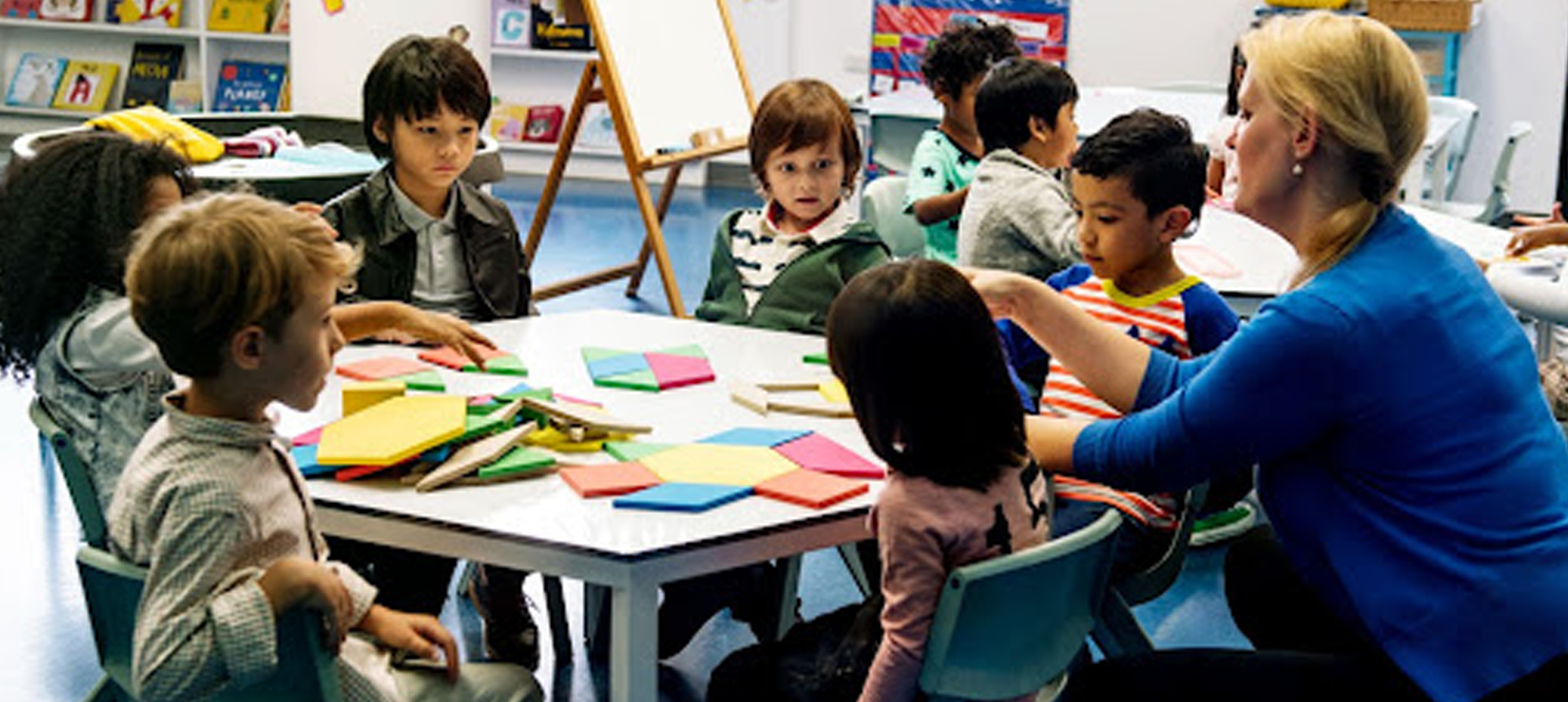 teacher and students at daycare