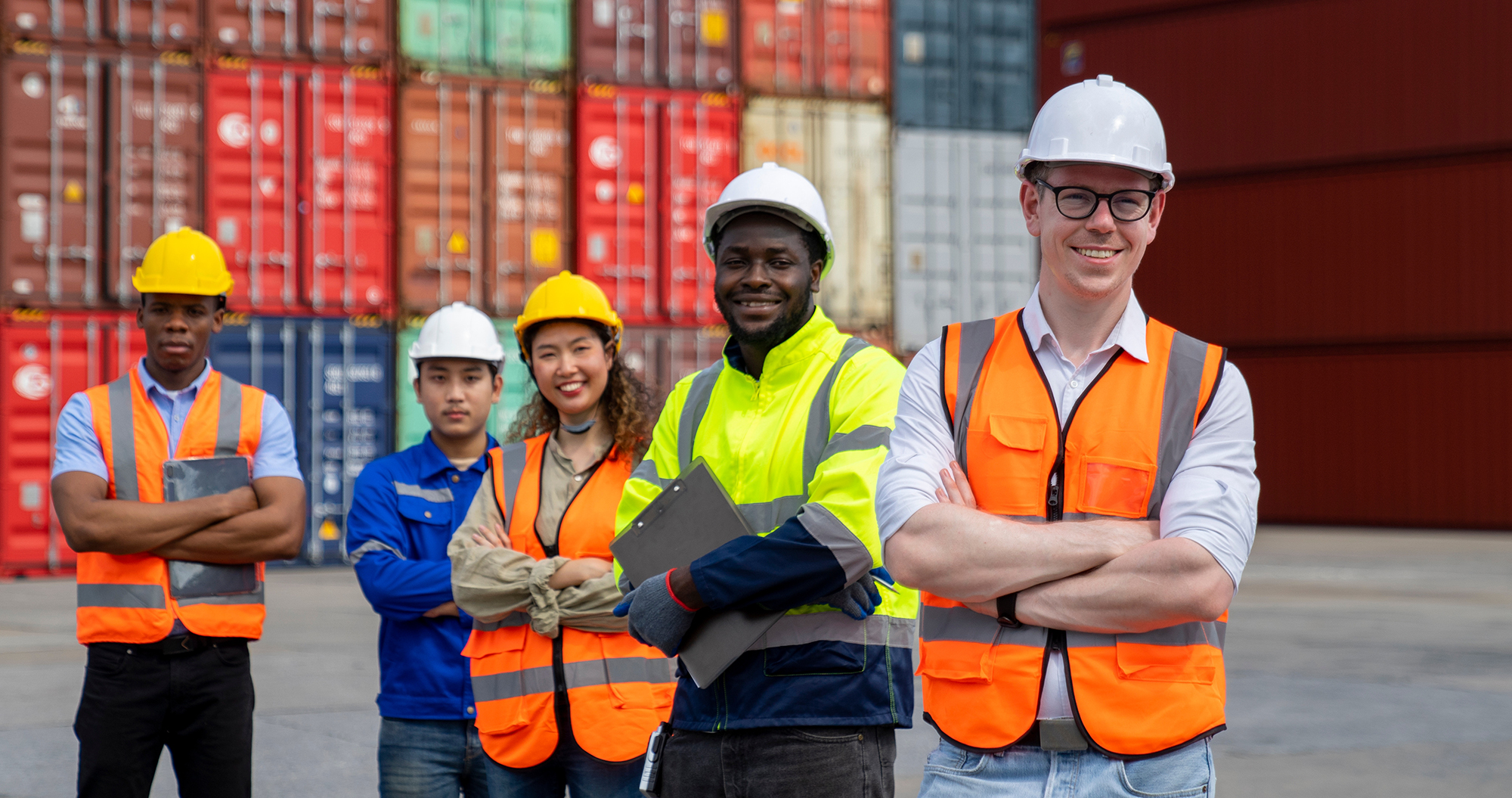 workers at freight forwarding location